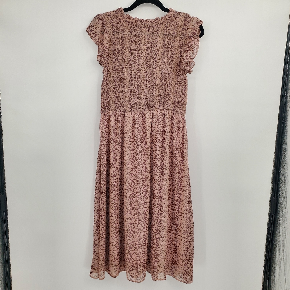◇◇ Sweet Rain Pink Sheer Smocked Ruffle Sleeve Dress Size XL